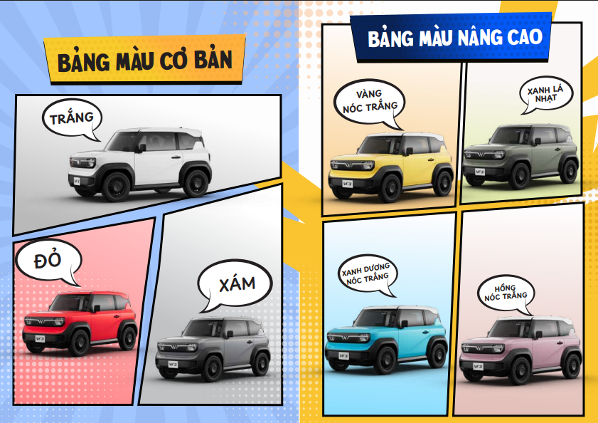 Màu săc VF 3 tại Vinfast Quảng Bình